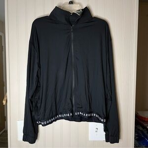Under Armour Heatgear Womens Track Jacket Size Large Black Pockets Full Zip